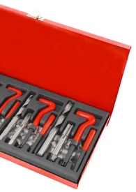 Set profesional pentru reparat filete 131 piese M5-M12 MaxRom, cu inserții filetate, burghie și tarozi HSS - Img 6
