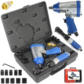 Set scule pneumatice Mar-Pol 14 piese cu cheie de impact 1/2, clichet pneumatic 1/2 și set de tubulare
