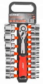 Set tubulare 1/2 cu clichet 72 dinți, 19 piese, oțel CR-V, 8-32 mm, MaxRom pentru service și lucrări mecanice - Img 2