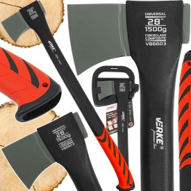 Topor universal MaxRom 1500 g, 70 cm, cu cap din oțel carbon și mâner din fibră de sticlă, pentru tăiere și despicare lemn - Img 6
