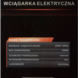 Troliu electric cu cablu KraftDele KD1524, capacitate 125/250 kg, ridicare 12 m, motor 550W pentru atelier și șantier - Img 9