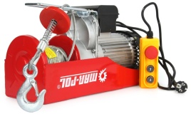 Troliu electric cu cablu Mar-Pol M80793, 500 kg / 999 kg cu scripete, 1300 W, cablu 12 m, alimentare 230 V - Img 3