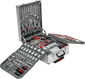 Trusă profesională de scule KraftDele KD314, 188 piese, în valiză din aluminiu cu roți, pentru atelier, auto și întreținere