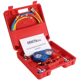 Trusă profesională verificare și încărcare instalație aer condiționat auto R134a KraftDele KD10534, cu manometre și furtunuri - Img 4