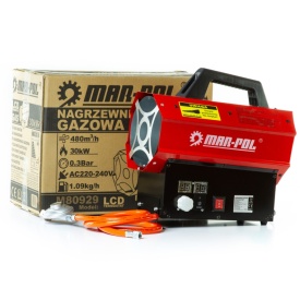 Aerotermă pe gaz Mar-Pol 30 kW cu termostat LCD, furtun și reductor incluse, pentru încălzirea rapidă a spațiilor de lucru - Img 6