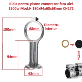 Biela piston compresor fara ulei 1500w Mod.H 180x94x68x68mm CH172 - Img 1
