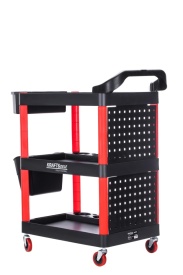 Cărucior de atelier multifuncțional KraftDele KD1076 – 3 rafturi, Perete perforat configurabil, 4 roți pivotante, Profesional - Img 3
