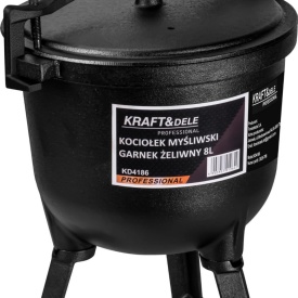 Ceaun din fontă 8L KraftDele KD4186 cu capac și picioare detașabile, pentru gătit la foc deschis și preparate tradiționale - Img 5