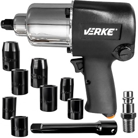 Cheie pneumatică de impact 1/2 inch MaxRom V81421, 750 Nm, set cu tubulare și prelungitor pentru service și vulcanizare