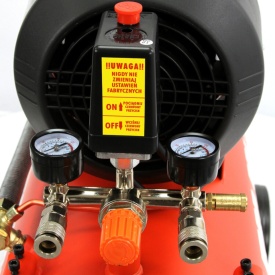 Compresor de aer Mar-Pol M88410, 50L, 3 CP, 2 pistoane, 8 bar, cu roți și manometre pentru garaj, atelier și gospodărie - Img 5