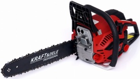 Drujbă pe benzină KraftDele KD5010, 5,9 CP, lamă 40 cm, Easy Start, pompă amorsare, pentru tăiere lemn și lucrări gospodărești