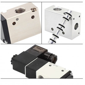 Electrovalva pneumatica 3 cai (o intrare si 2 iesiri) pentru control aer/lichide filet 1/4" NC (Normal-Inchis) 220V 3V210-08 CH147 - Img 3