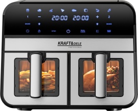Friteuză cu aer cald KraftDele KD4179, 9L, 2500W, cu 2 compartimente de 4,5L, panou LCD și funcție SYNC - Img 3
