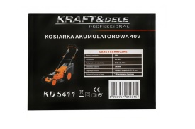 Mașină de tuns iarba cu acumulator KraftDele KD5411, 40V, lățime tăiere 38 cm, coș 50L, reglaj 25-75 mm - Img 6