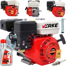 Motor termic pe benzină VERKE 6,5 CP, ax 20 mm, 4 timpi, 196 cmc, pentru utilaje de construcții și grădină