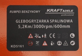 Motosapă pe benzină KraftDele KD5161, 5,2 CP, lățime de lucru 600 mm, adâncime 260 mm, pentru grădină și straturi înguste - Img 3
