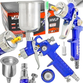 Pistol de vopsit pneumatic HVLP VERKE 1,0 mm, rezervor 125 ml, pentru finisaje, retușuri și aplicare precisă a vopselei