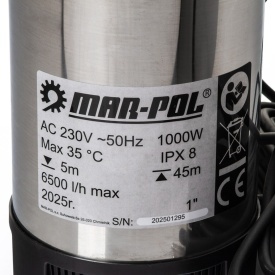 Pompă submersibilă automată Mar-Pol AQUASMART M79963, 1000 W, 230 V, debit 110 l/min, înălțime refulare 45 m - Img 10