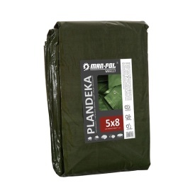 Prelată de acoperire Mar-Pol 5x8 m, verde, HDPE 120 g/m², cu inele metalice și colțuri întărite - Img 2