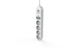 Prelungitor electric KraftDele KD4030 cu 4 prize, 4 porturi USB și cablu de 2 m, cu protecție la suprasarcină - Img 3