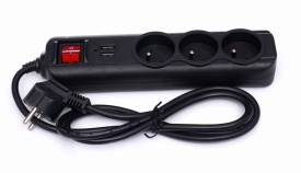 Prelungitor electric KraftDele KD4031 cu 3 prize, 2 porturi USB și cablu 1,5 m, cu protecție la suprasarcină - Img 2