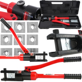 Presă hidraulică manuală pentru sertizat 10-300 mm², forță 18T, cap rotativ, set bacuri inclus, MaxRom