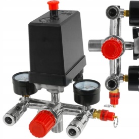 Presostat compresor 400V MaxRom cu 2 manometre, regulator și 2 cuple rapide, presiune reglabilă 3-12,5 bar - Img 9