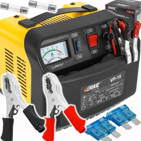 Redresor auto 12V/24V MaxRom V80016 pentru acumulatori plumb-acid, cu ampermetru și protecții la scurtcircuit și supraîncărcare