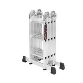 Scară articulată din aluminiu cu platformă KraftDele KD4070, 4x3 trepte, înălțime maximă 346 cm - Img 3