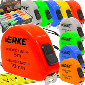 Set 24 rulete retractabile MaxRom 5 m x 18 mm, în culori diferite, cu bandă din oțel și protecție nylon