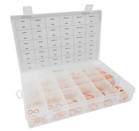Set 300 șaibe din cupru MaxRom, assortate, dimensiuni 5x9x1 mm - 28x36x2 mm, pentru etanșare și service auto - Img 8