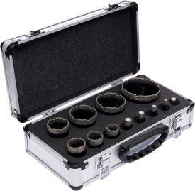 Set carote diamantate KraftDele KD11227, 12 piese, 6-68 mm, cu valiză și adaptor pentru găurire umedă în gresie și ceramică - Img 2