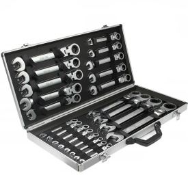 Set chei fixe-combinate cu clichet Mar-Pol 22 piese, 6-32 mm, chei îndoite din oțel CrV, în valiză