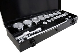 Set chei tubulare 3/4 inch 19-50 mm, 21 piese, cu clichet, prelungitor și mâner T, în valiză, MaxRom - Img 3