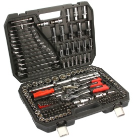Set chei tubulare și biți Mar-Pol 216 piese CrV, cu clichet 72 dinți, trusă completă pentru atelier și garaj