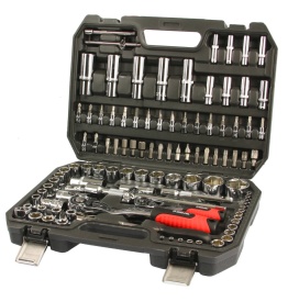 Set chei tubulare și biți Mar-Pol Professional 108 piese din oțel CrV, cu 2 clicheturi 1/2 și 1/4, în valiză - Img 6