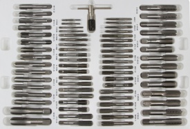 Set profesional de filetat și tarodat Mar-Pol BJC, 110 piese, cu tarozi, filiere și accesorii în valiză metalică - Img 2