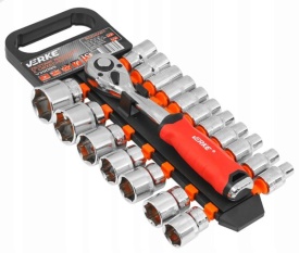 Set tubulare 1/2 cu clichet 72 dinți, 19 piese, oțel CR-V, 8-32 mm, MaxRom pentru service și lucrări mecanice - Img 9