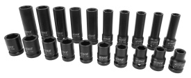Set tubulare de impact 1/2 inch MaxRom, lungi și scurte, 20 piese, 10-19 mm, oțel crom-molibden pentru service și vulcanizare - Img 8