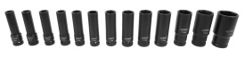 Set tubulare de impact lungi 1/2 inch, 13 piese, 10-32 mm, din oțel crom-vanadiu, cu valiză, MaxRom - Img 11