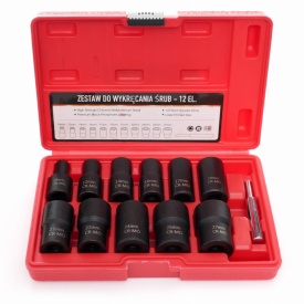 Set tubulare extractoare pentru șuruburi deteriorate 1/2" 12 piese KraftDele KD11792, cu valiză pentru demontare rapidă - Img 5