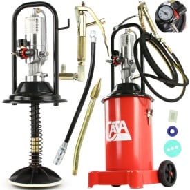 Smarownică pneumatică Mar-Pol 12L M78058, cu furtun 4 m, pistol rotativ și accesorii pentru ungere utilaje și echipamente
