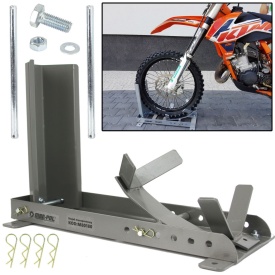 Stativ transport motocicletă Mar-Pol M80180 cu reglaj pentru fixarea roții, montaj pe remorcă, dubă, platformă sau în garaj