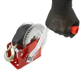 Troliu manual cu manivelă 850 kg, bandă 10 m și cârlig cu siguranță, pentru tractare, tensionare și fixare, MaxRom V87248 - Img 8