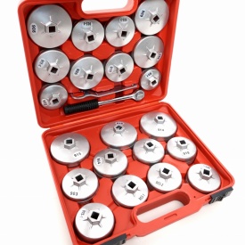 Trusă chei pentru filtre de ulei 23 piese KraftDele KD10501, cu 21 adaptoare, clichet 1/2 și cheie inelară 27 mm