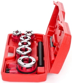 Trusă manuală de filetat țevi KraftDele KD332, 6 capete 1/4"-1 1/4", cu clichet și valiză de transport - Img 3