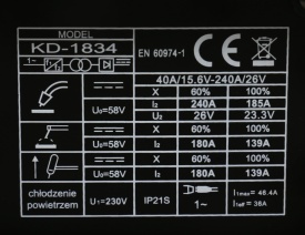 Aparat de sudură invertor KraftDele KD1834 MIG/MAG, MMA și TIG Lift, 230V, 20-240A, tehnologie IGBT - Img 12