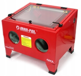 Cabină de sablare Mar-Pol 90L cu pistol, lampă 12V și 4 duze ceramice pentru curățare precisă a pieselor metalice - Img 5