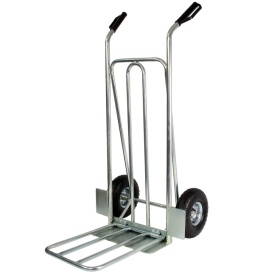 Cărucior transport marfă Mar-Pol M80086, platformă dublă fixă și pliabilă, roți pneumatice cu rulmenți, sarcină maximă 200 kg - Img 4