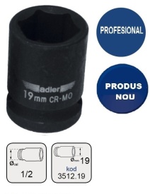 Cheie tubulara de IMPACT 1/2" AD-3512.19 19mm